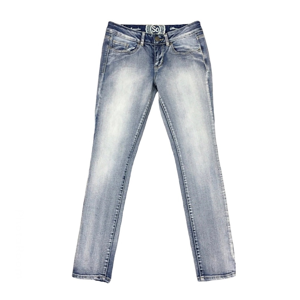 SO Low Rise Stretch Acid Washed Skinny Jeans Juniors Size 7 Regular